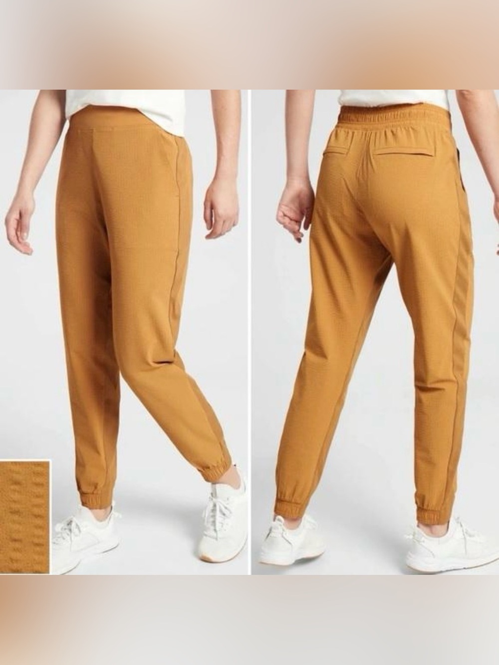 Athleta Textured Brooklyn Jogger Pants Tuscan Gold Mustard Yellow Size 8